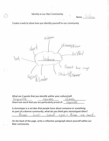 Div. 1:  Identity in our Blair Community